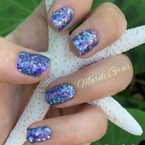 Color Street Mardi Gras Blue Purple Silver Glitter Nail Polish Strips